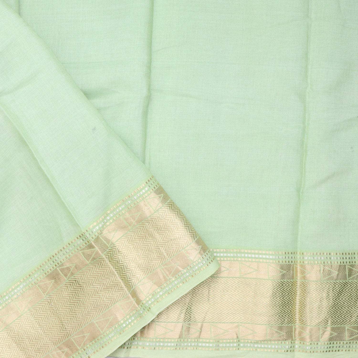 Mint Green Cotton Saree With Floral Printed Motifs - Singhania's