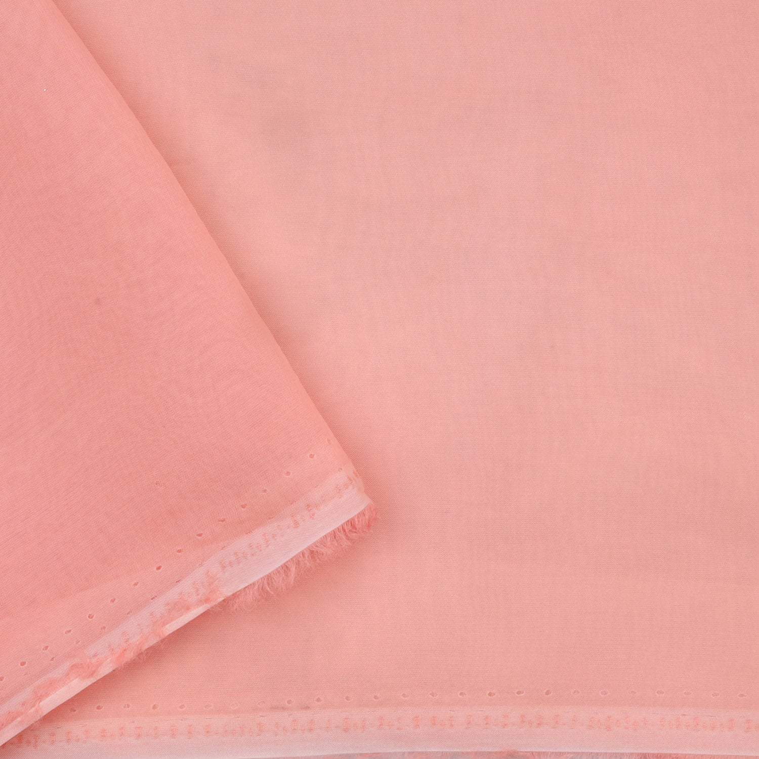 Pastel Coral Pink Organza Saree With Floral Embroidery - Singhania's