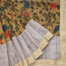 Mustard Yellow Printed Matka Kalamkari Silk Saree With Sequin Embroidery - Singhania's