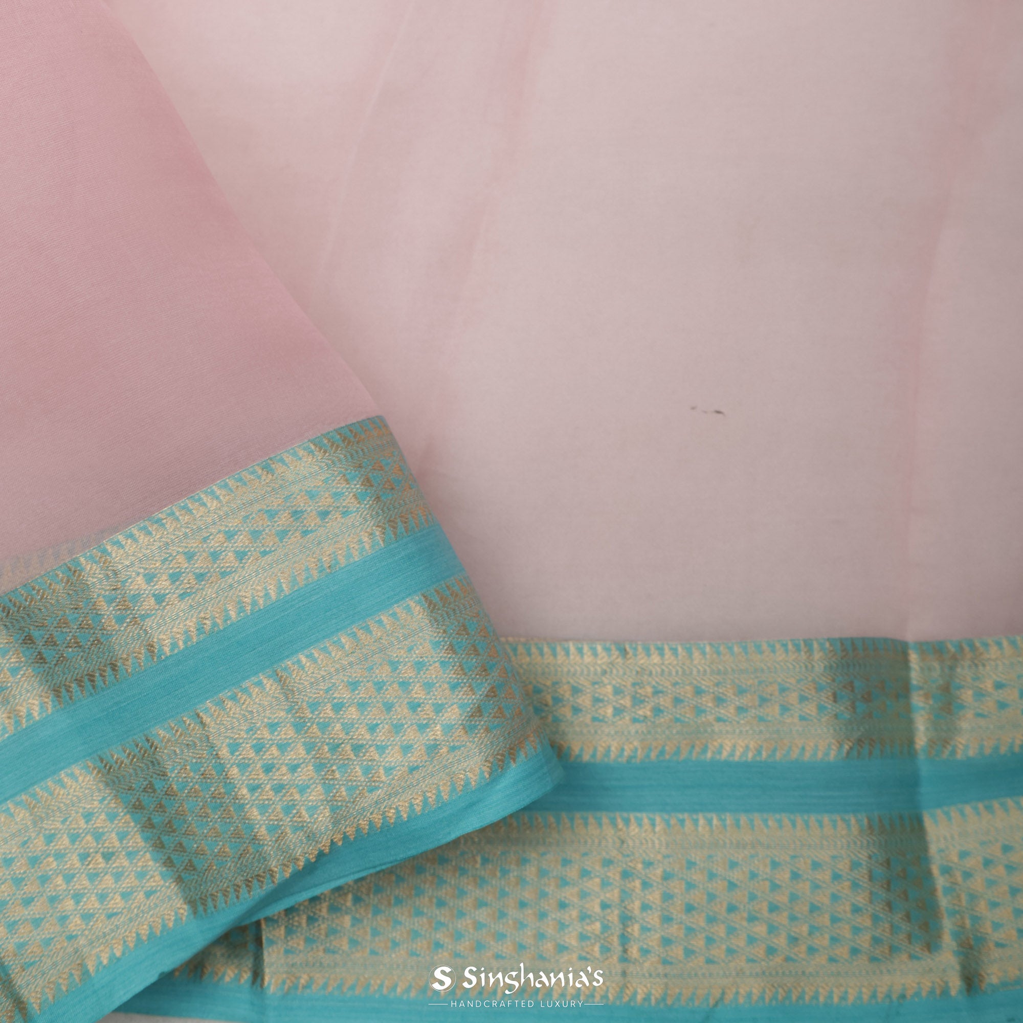 Pale Pink Printed Organza Saree With Floral Jaal Design