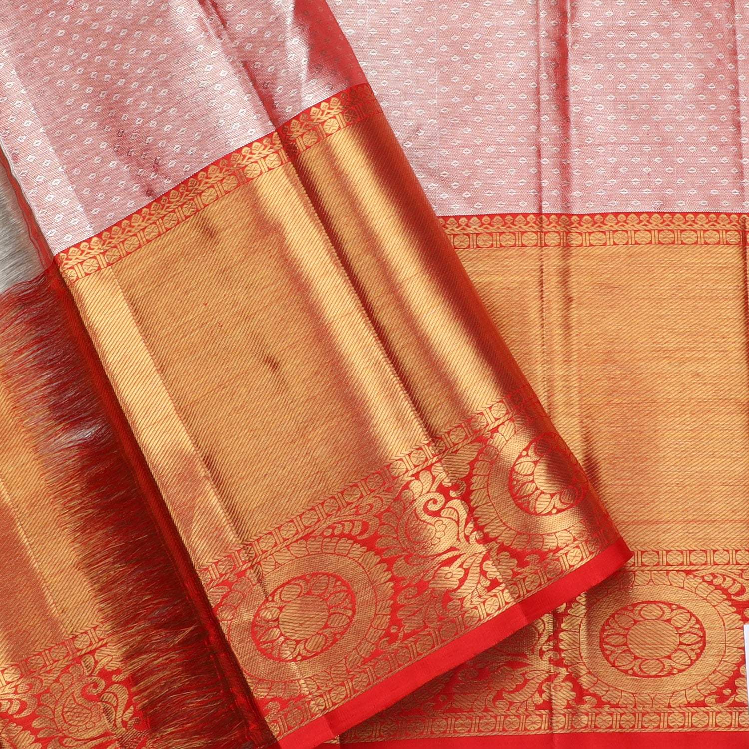 Pastel Blue Tissue Kanjivaram Silk Saree With Floral Pattern - Singhania's
