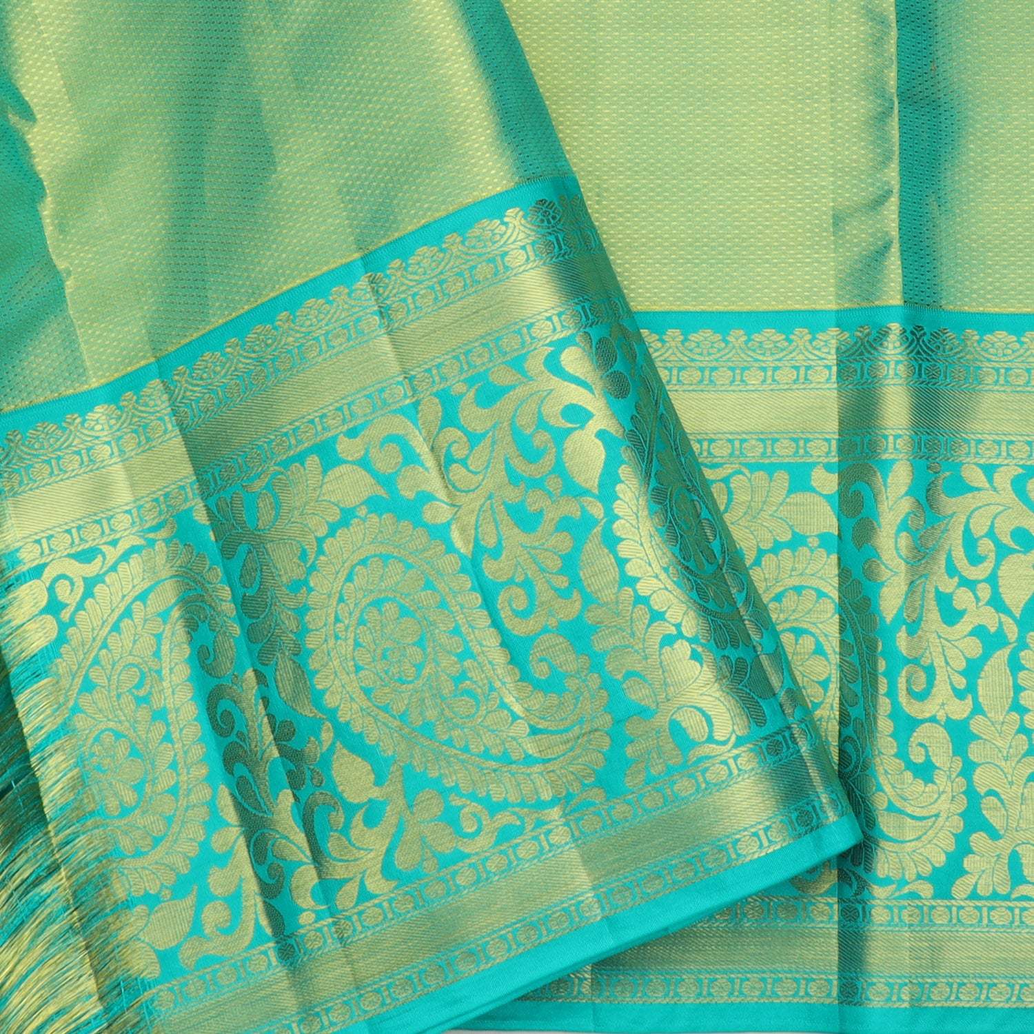 Orange Tissue Kanjivaram Silk Saree With Floral Pattern' - Singhania's