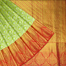 Vibrant Green Kanjivaram Silk Saree With Floral Pattern - Singhania's