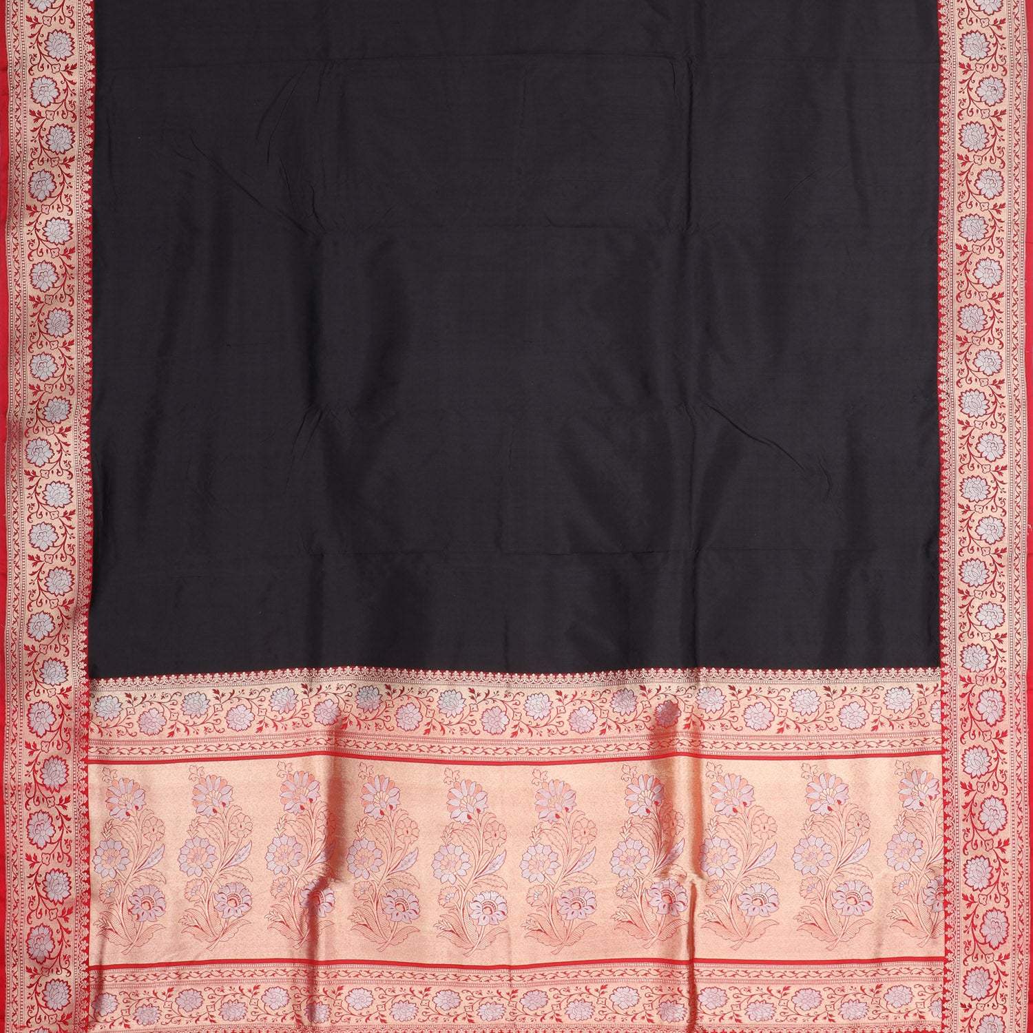 Matte Black Banarasi Silk Saree - Singhania's