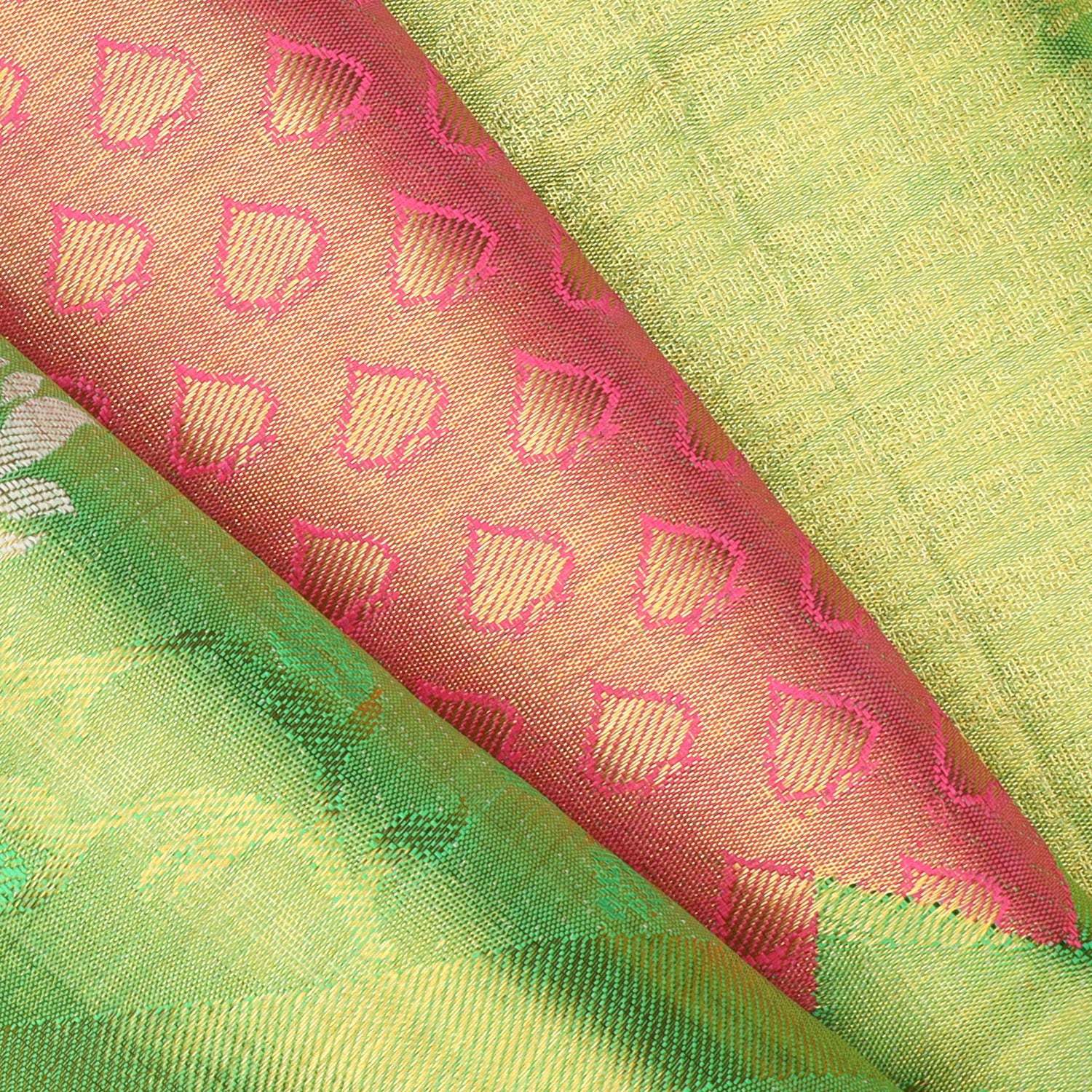 Red Tissue Kanjivaram Silk Saree With Tiny Buttis - Singhania's
