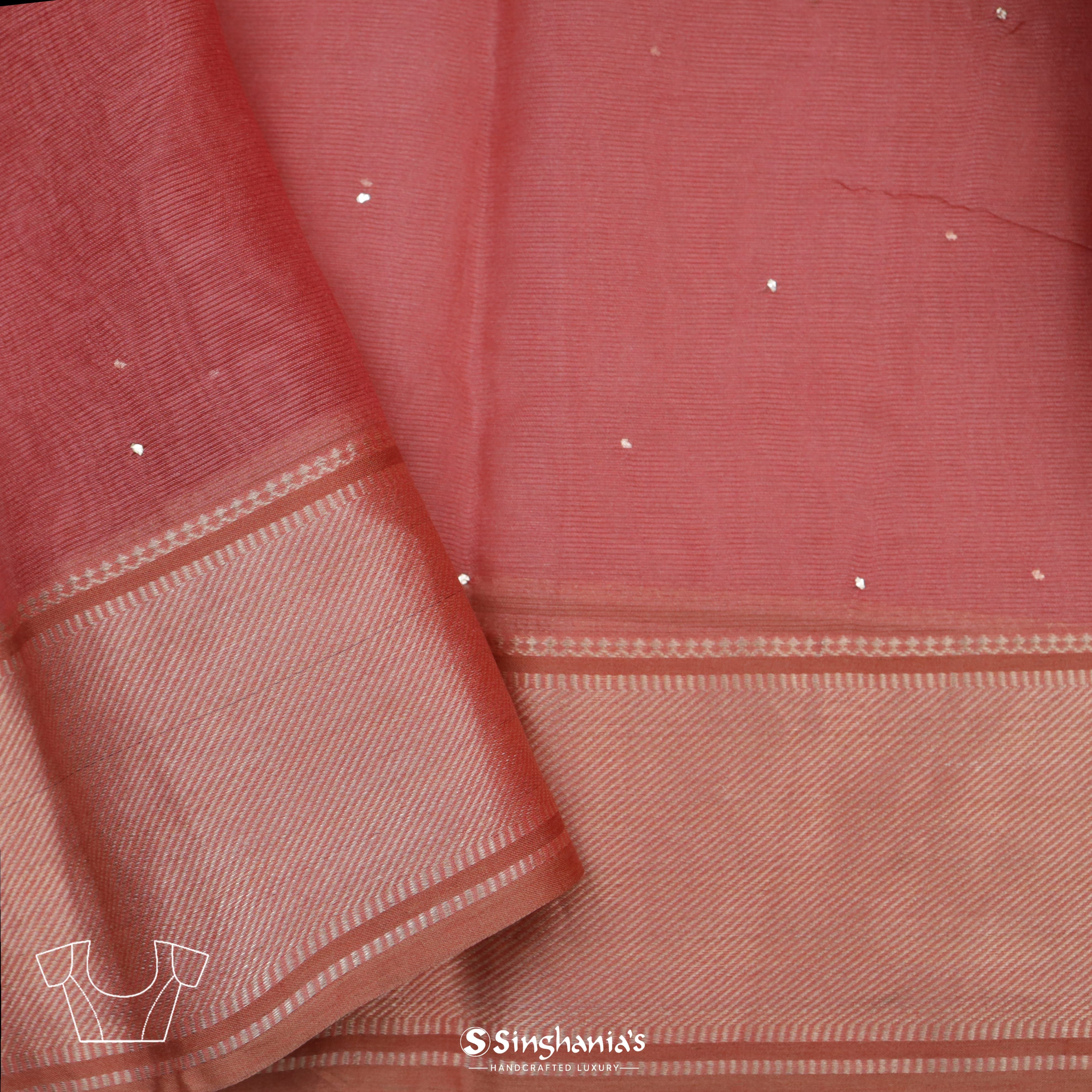 Tulip Pink Maheshwari Printed Saree With Floral Motif Pattern