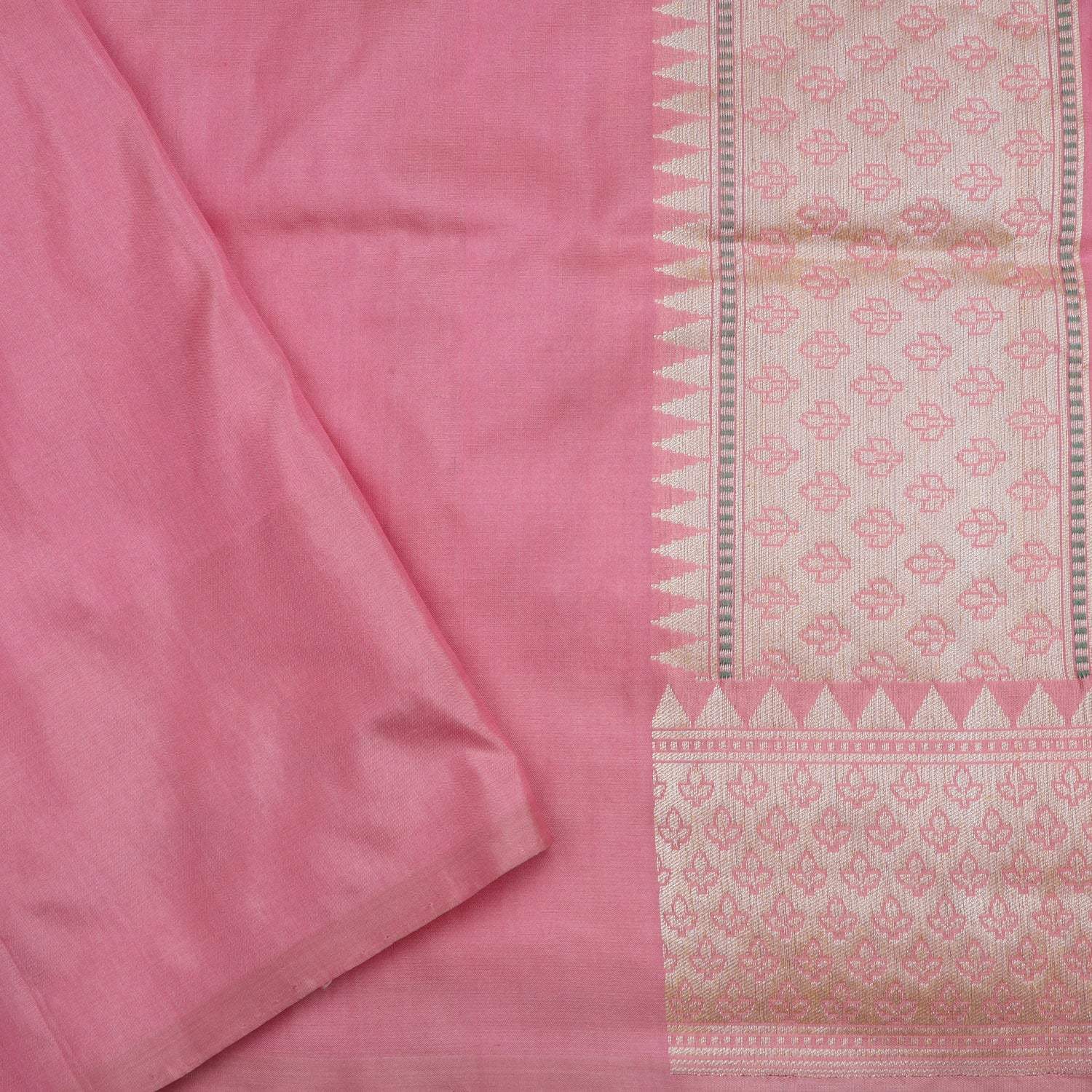 Peach Cream Tissue Banarasi Silk Saree With Floral Pattern - Singhania's