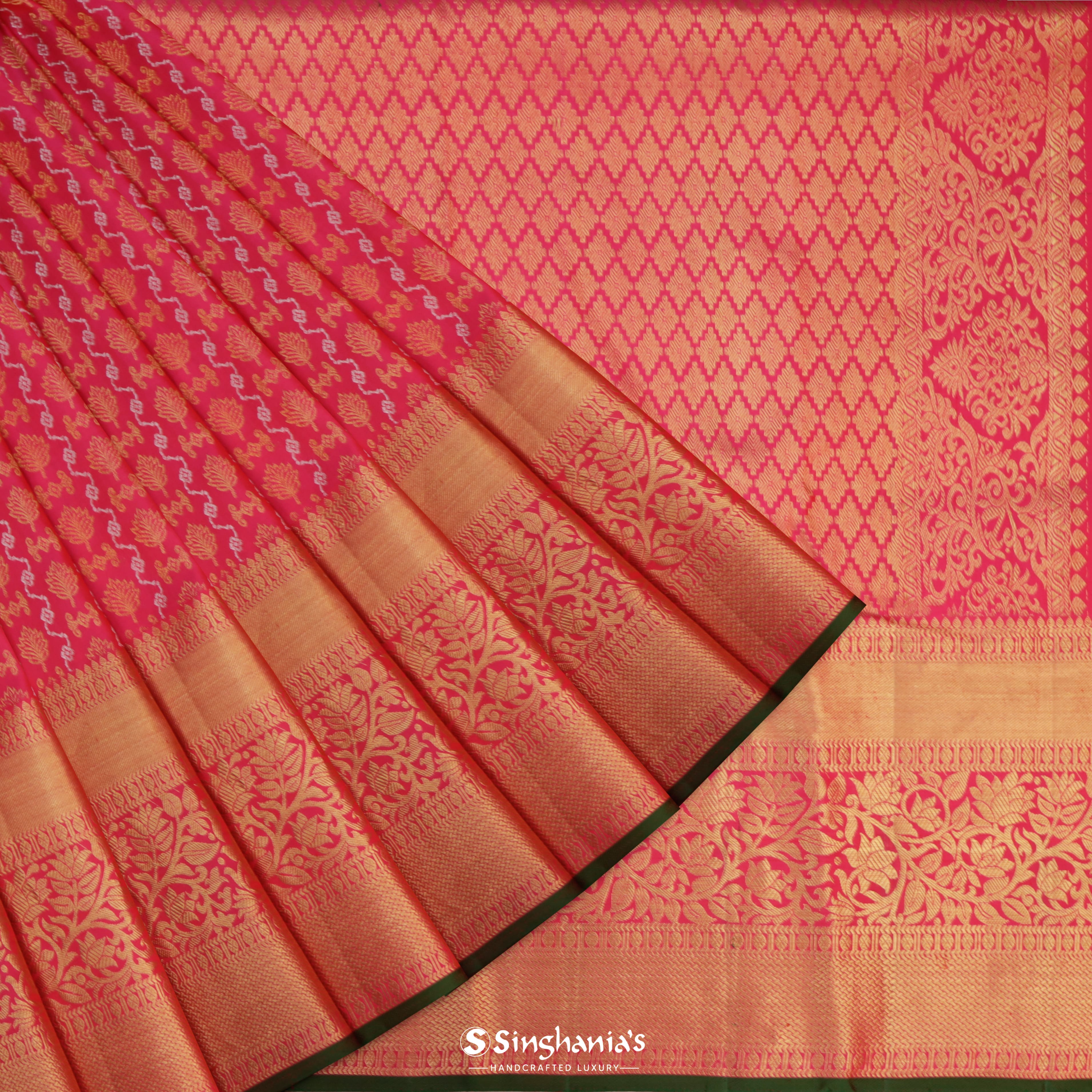 Crimson Red Organza Saree With Floral Embroidery