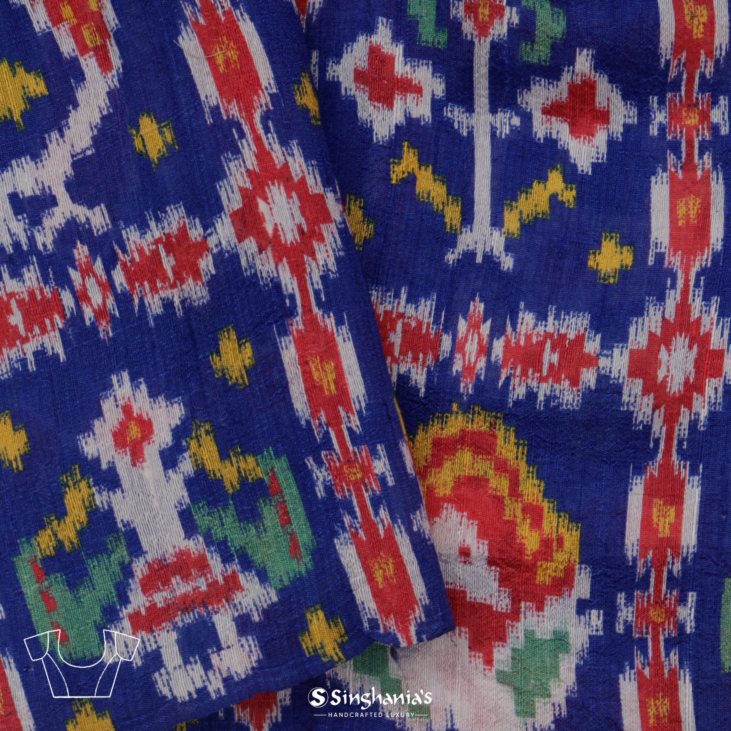 Midnight Blue Matka Printed With Floral Printed Motifs
