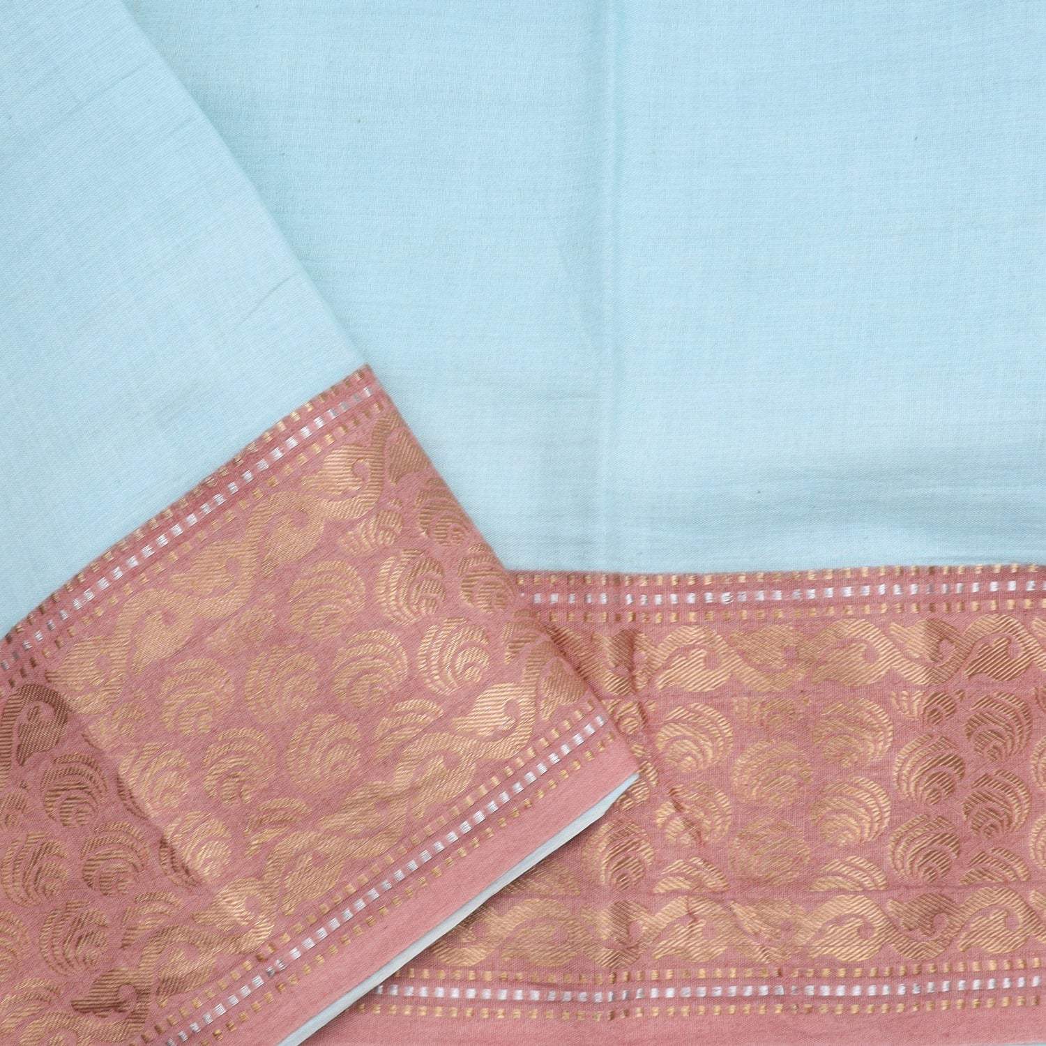 Blue Colour Cotton Saree With Floral Prints - Singhania's