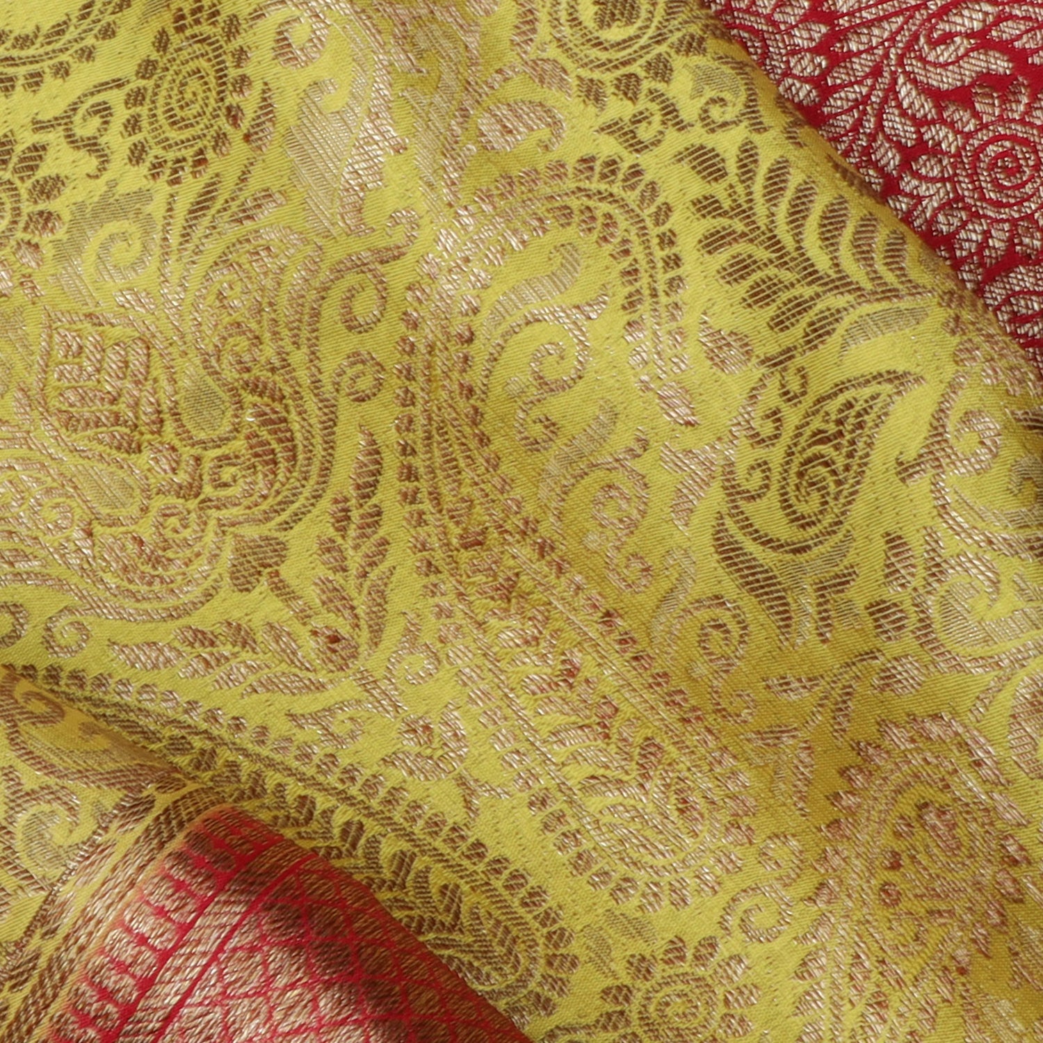 Corn Yellow Banarasi Silk Saree With Floral Pattern - Singhania's