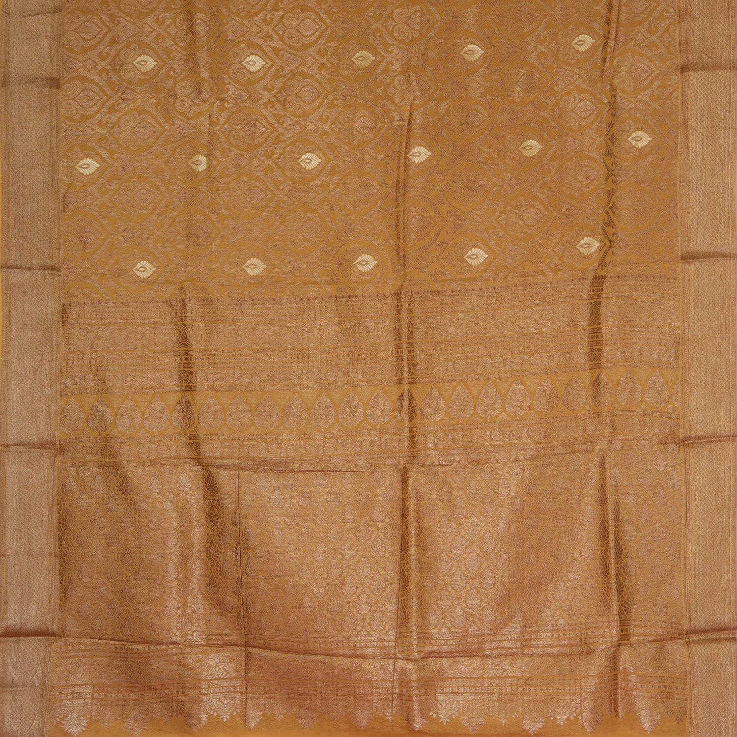 Chrome Yellow Banarasi Silk Saree With Floral Pattern - Singhania's