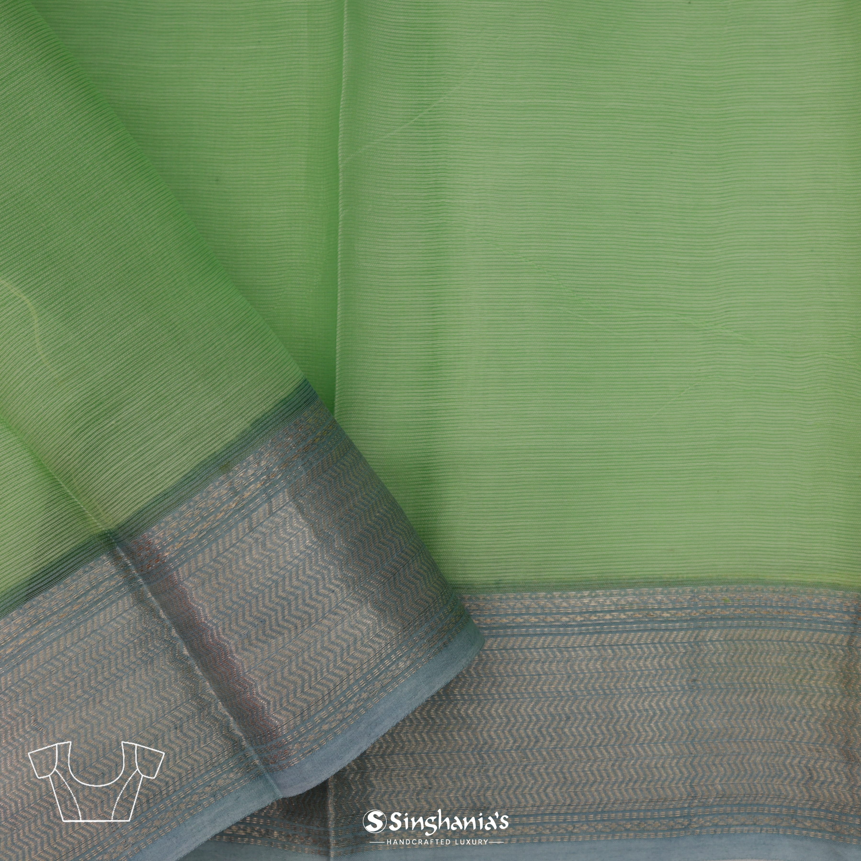 Light Green Maheshwari Printed Saree With Floral Pattern