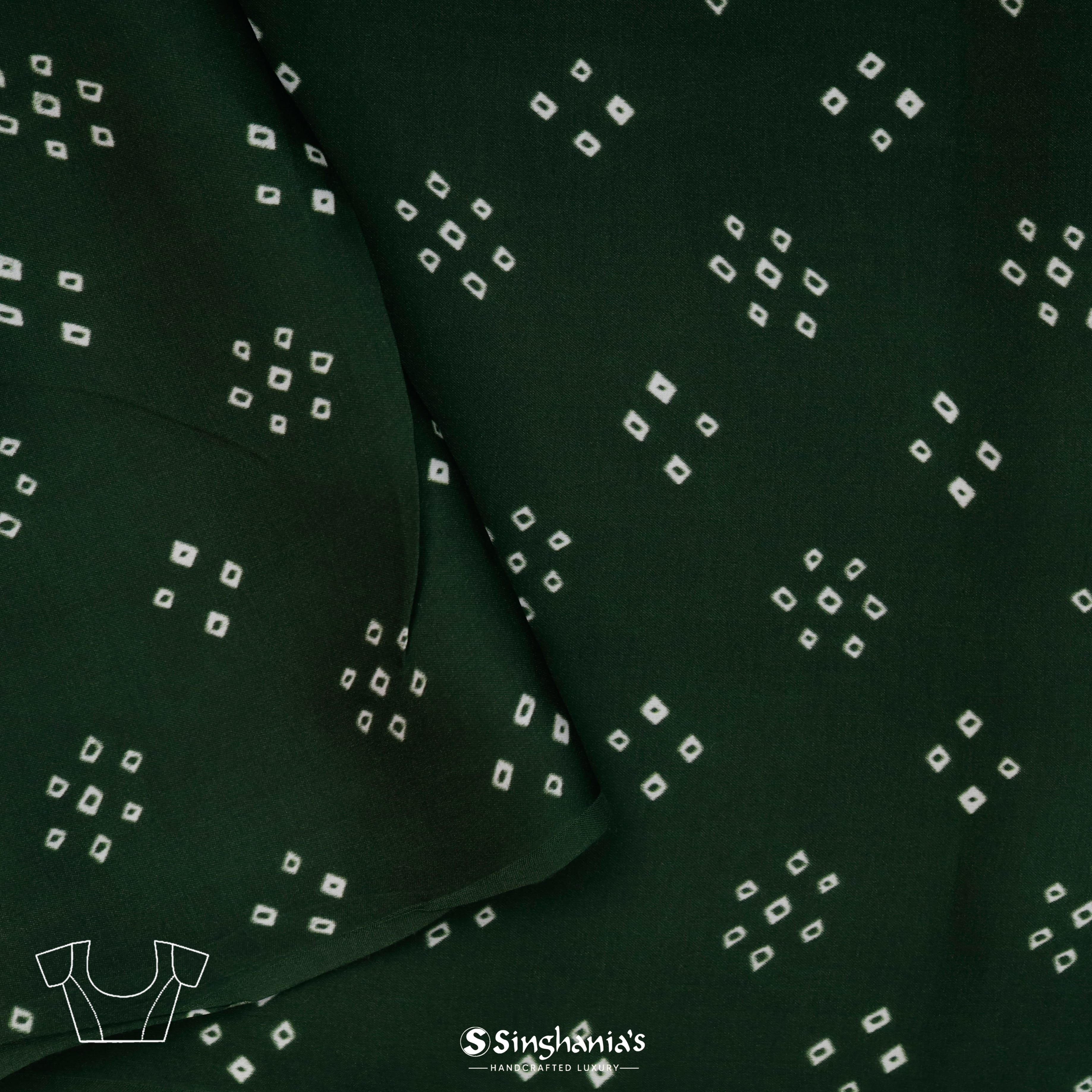 Cadmium Green Sartin Bandhani Silk Saree With Tiny Buttis