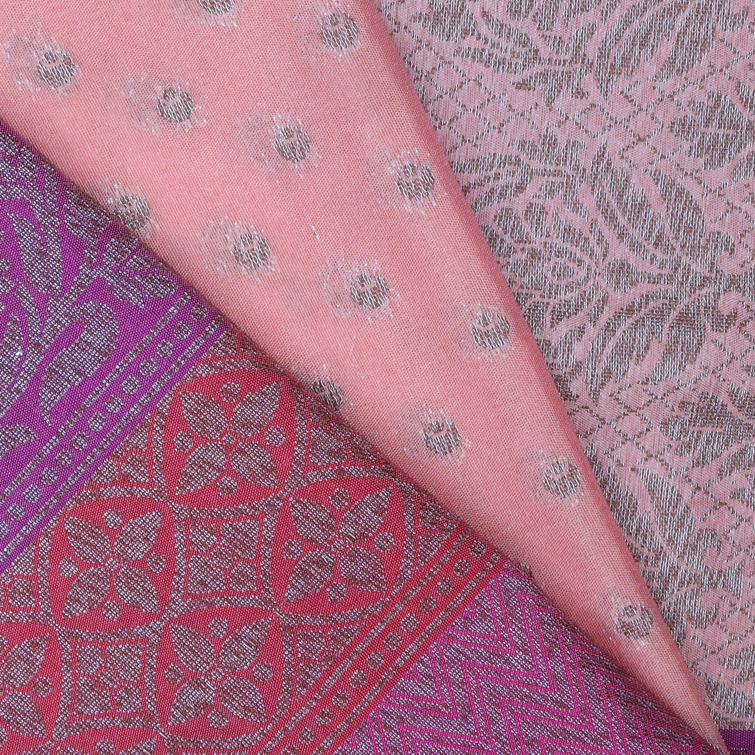 Baby Pink Silk Saree With Floral Buttis - Singhania's