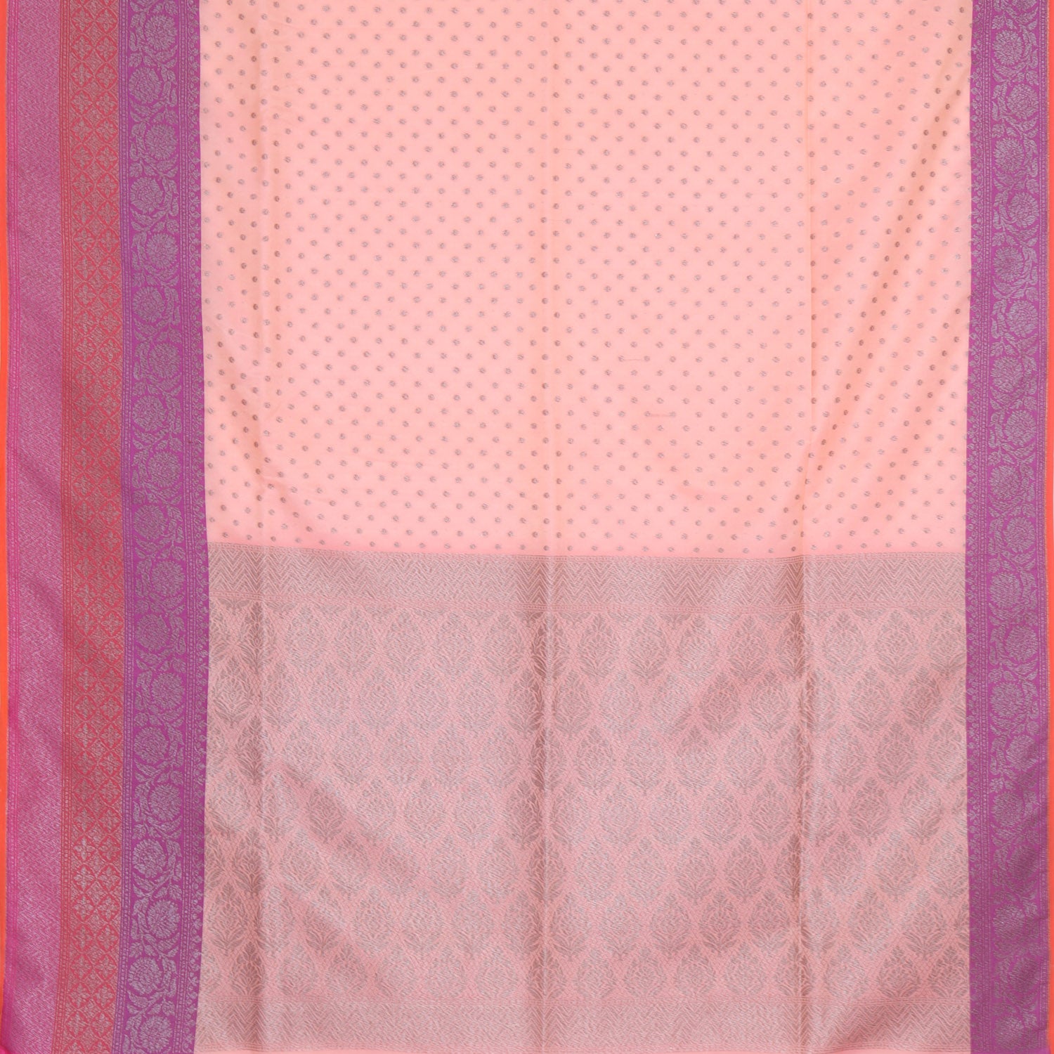 Baby Pink Silk Saree With Floral Buttis - Singhania's