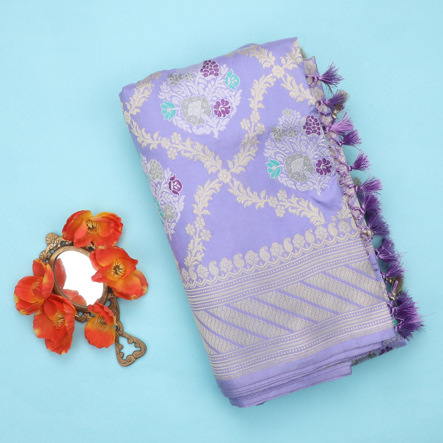 Lavender Dola Silk Banarasi Saree - Urban Womania