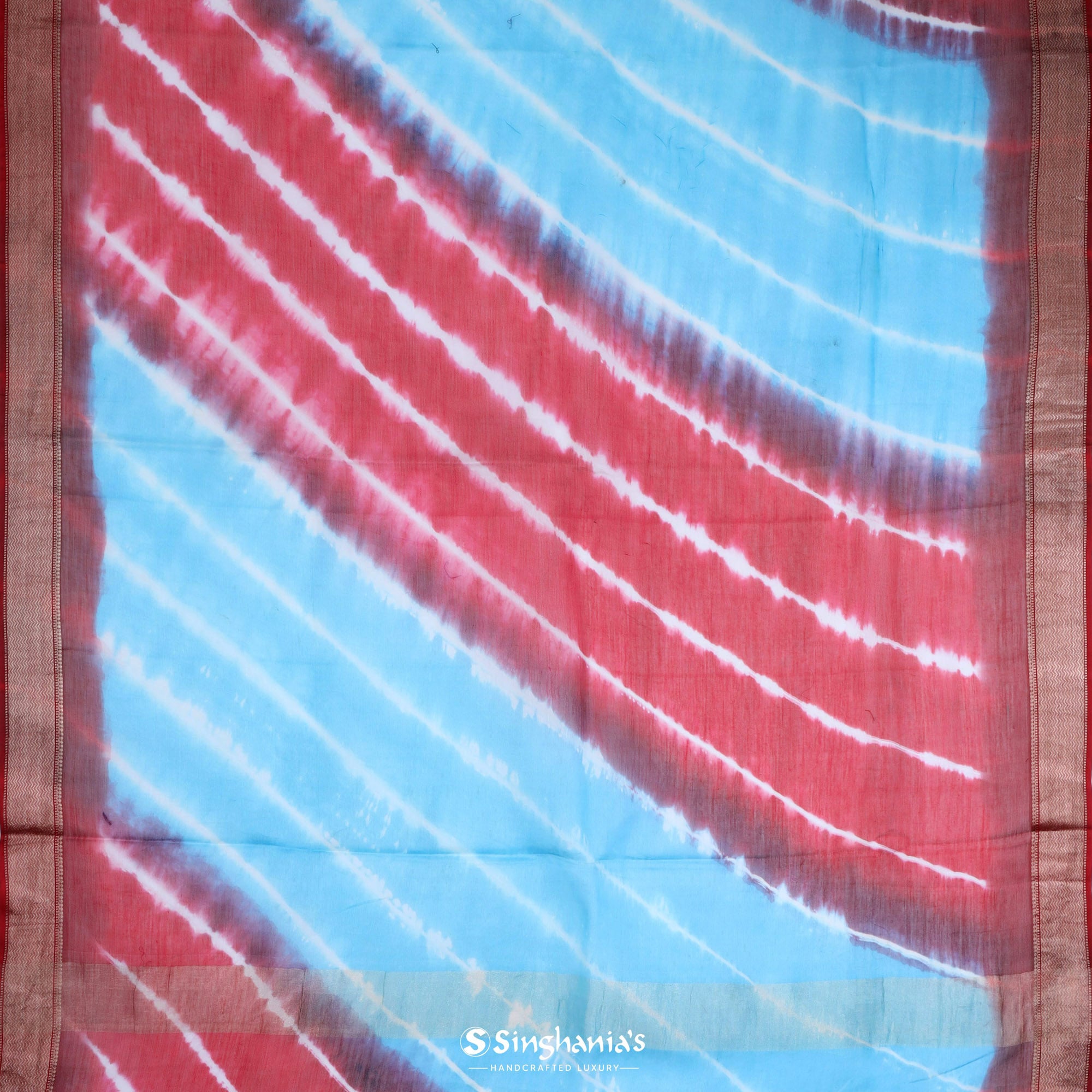 Blue Brown Printed Maheshwari Silk Saree