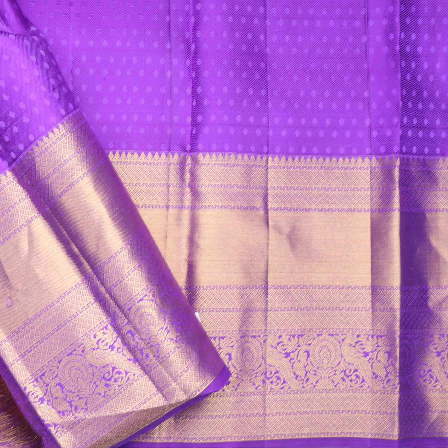 Light Violet Kanjivaram Silk Saree With Floral Pattern