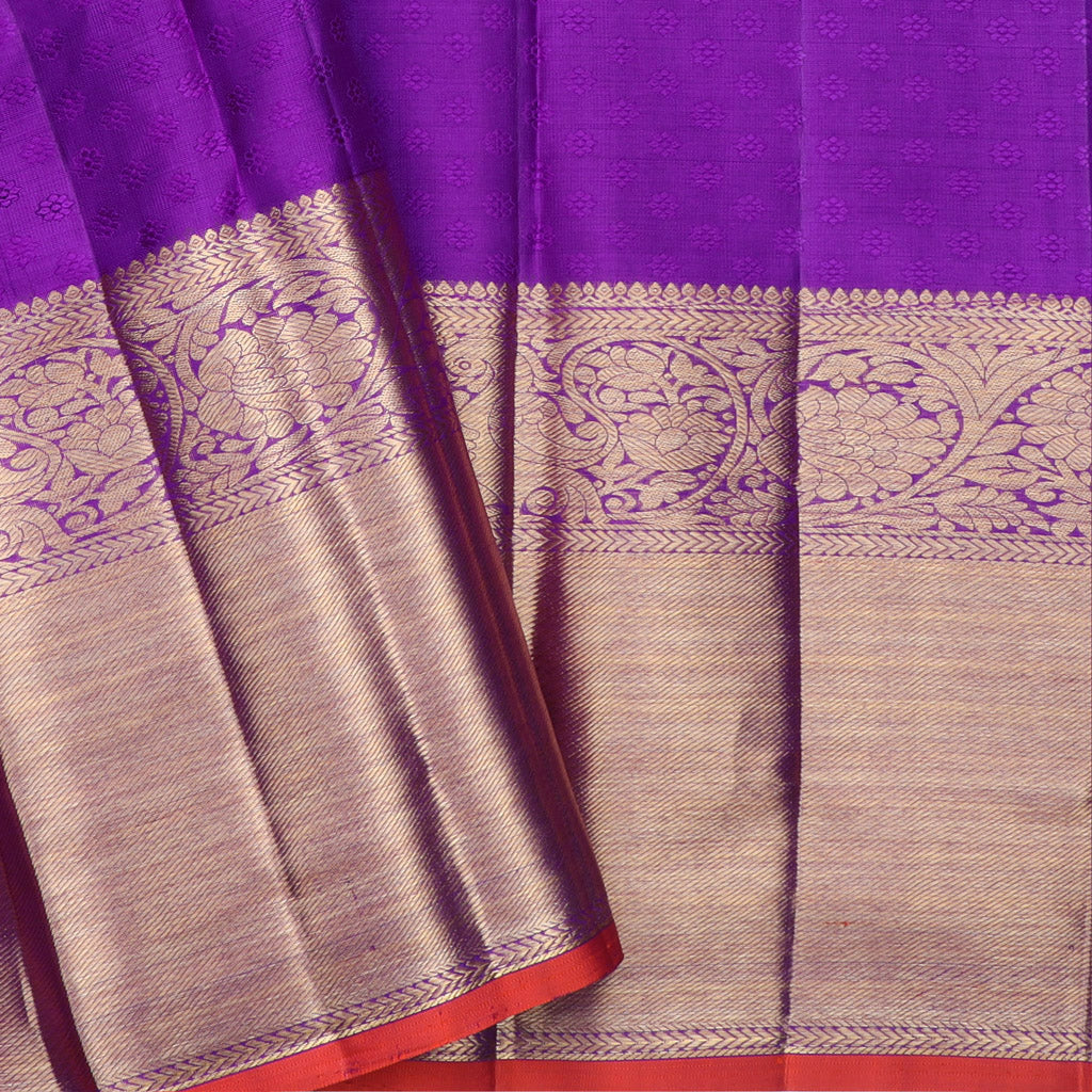 Pastel Blue Kanjivaram Silk Saree With Floral Pattern - Singhania's