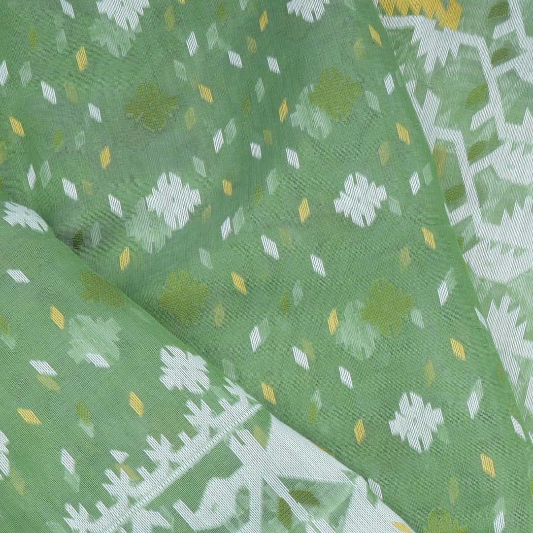 Green Soft Net Saree With Interesting Pattern