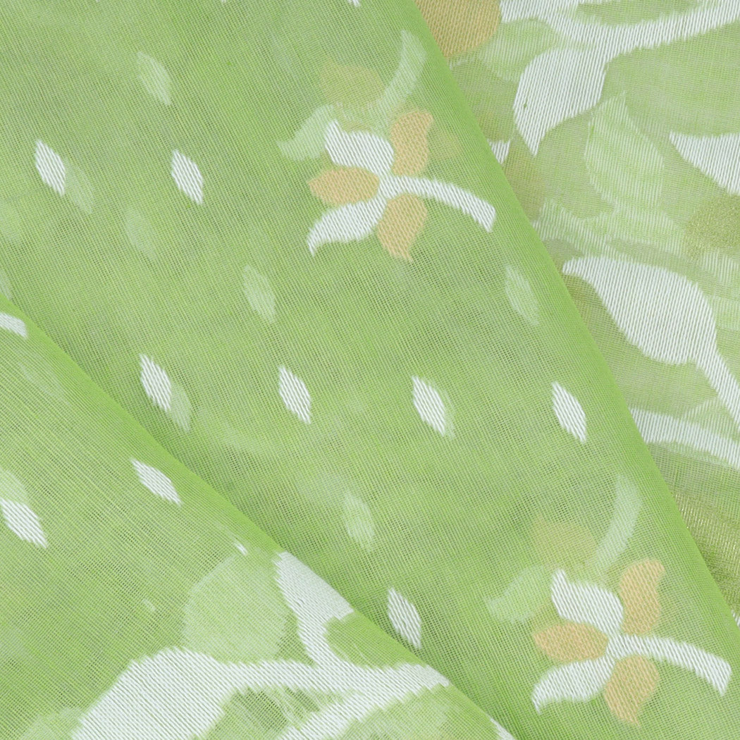 Light Green Soft Net Saree With Interesting Pattern