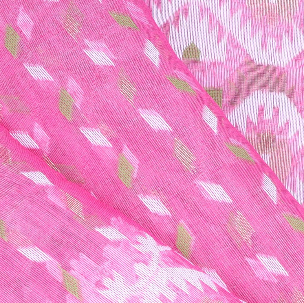 Flamingo Pink Soft Net Saree With Interesting Pattern