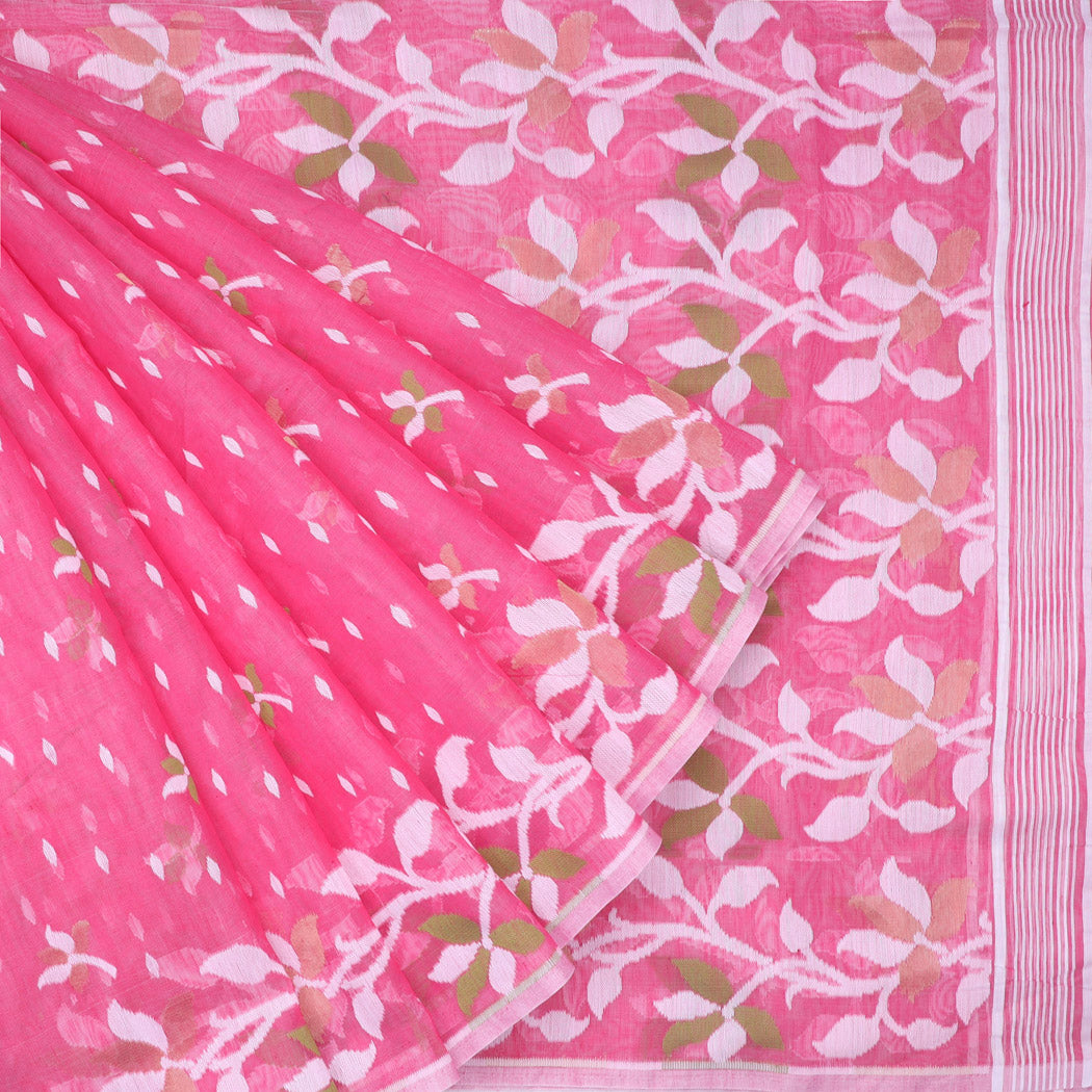 Blush Pink Soft Net Saree With Interesting Pattern