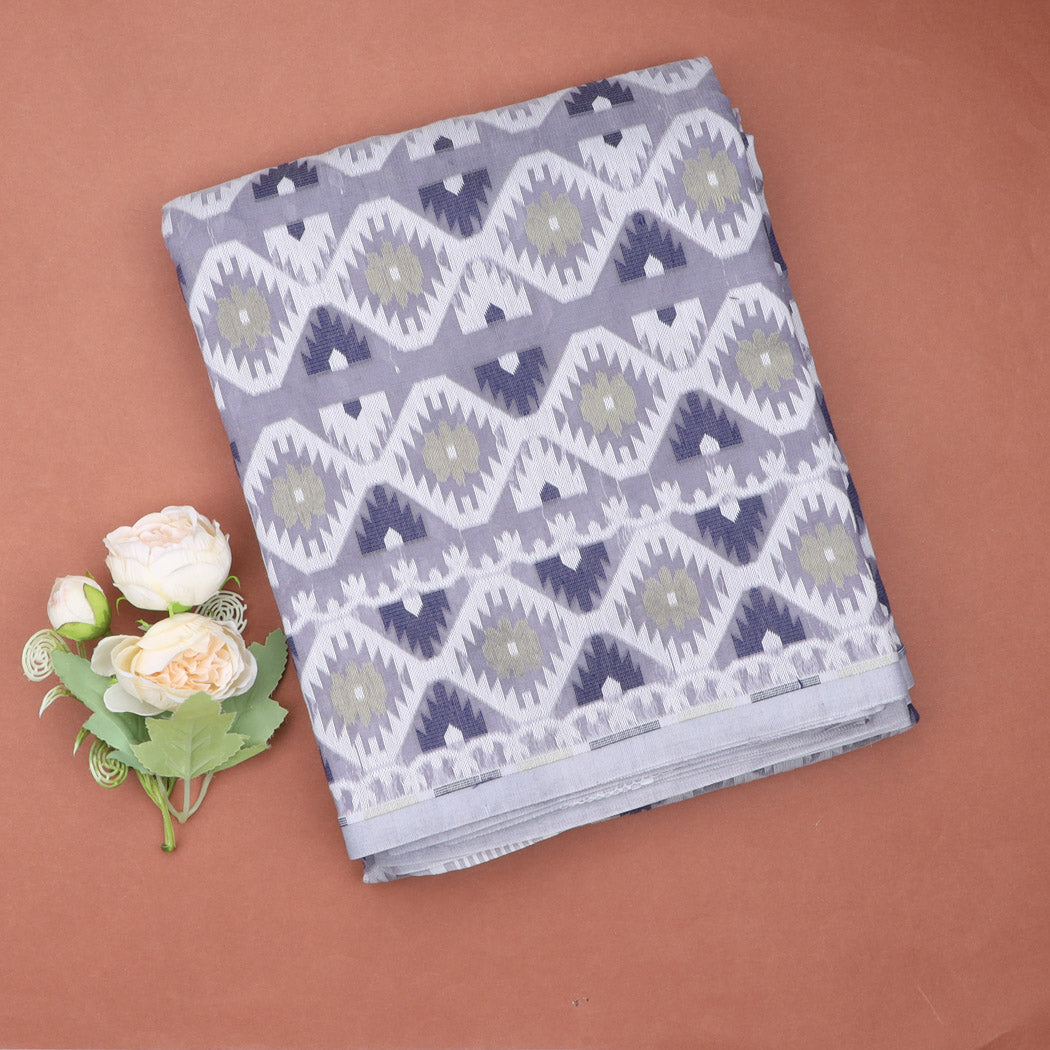 Grey Soft Net Saree With Interesting Pattern