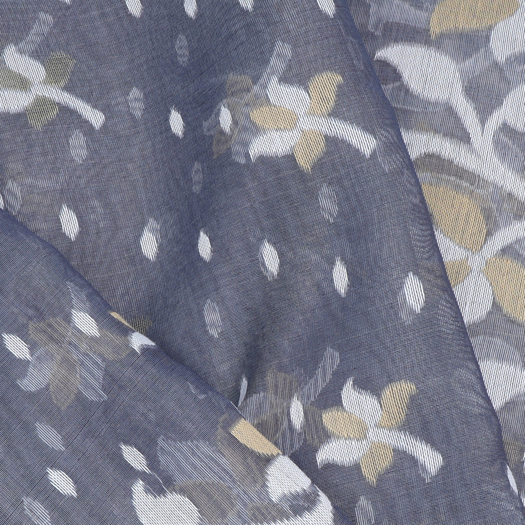 Earthy Grey Soft Net Saree With Interesting Pattern