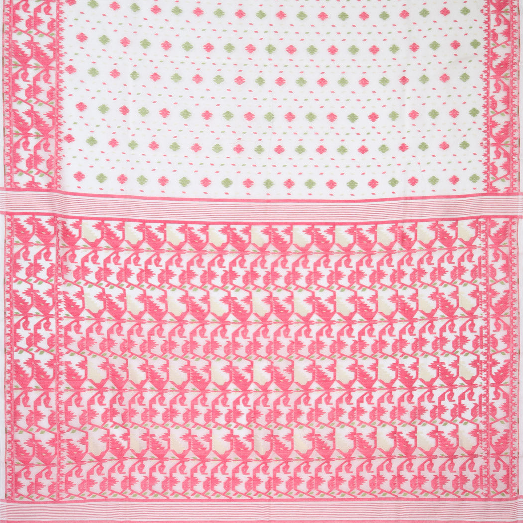 Pastel White Soft Net Saree With Interesting Pattern