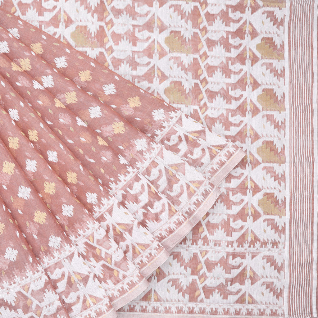 Pastel Pink Color Soft Net Saree With Floral Pattern