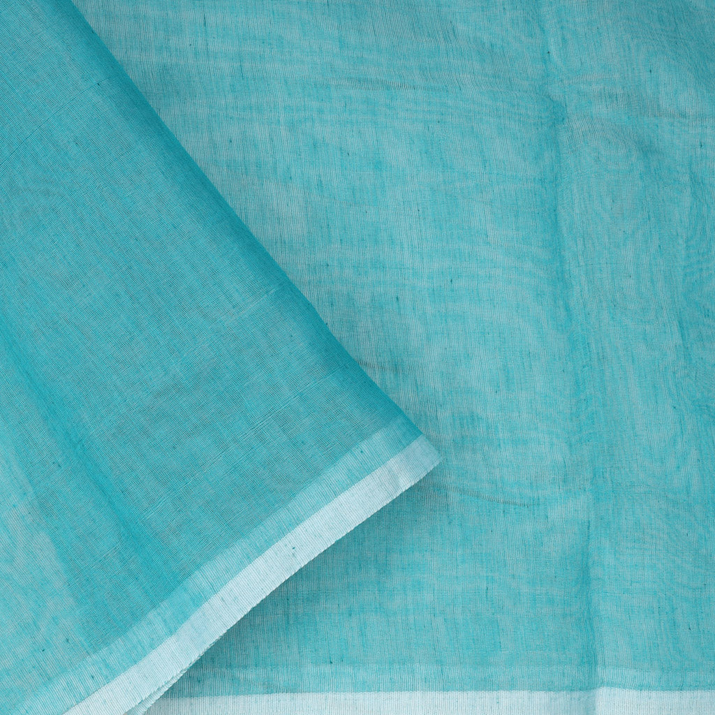 Sky Blue Color Soft Net Saree With Floral Pattern
