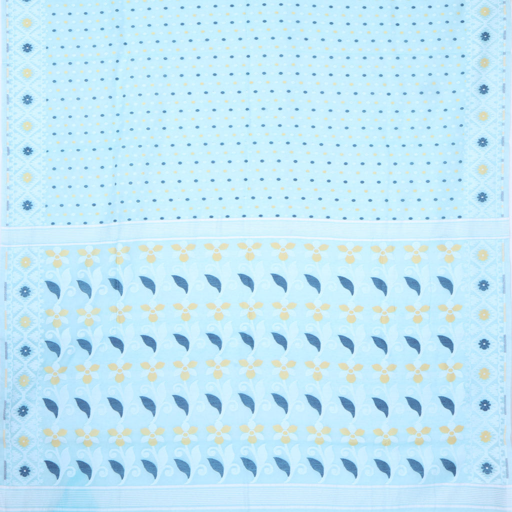 Light Blue Soft Net Saree With Floral Pattern