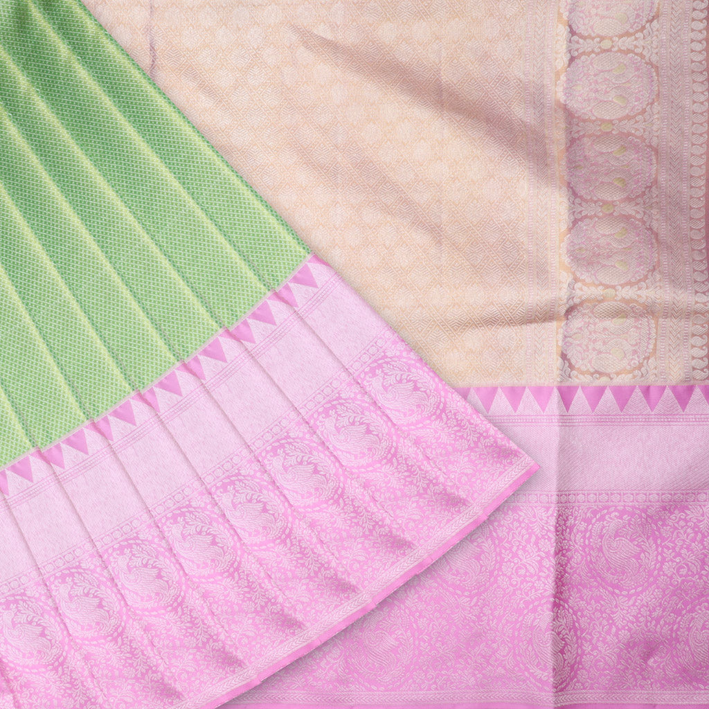 Kelly Green Tissue Kanjivaram Silk Saree - Singhania's