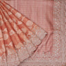 Pumpkin Orange Tissue Saree With Floral Hand Embroidered Pattern - Singhania's