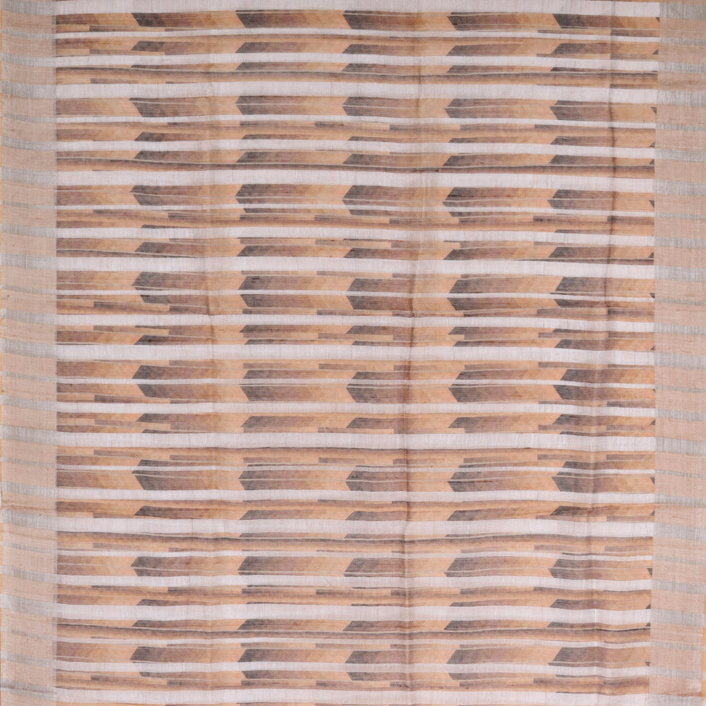 Pastel Brown Tussar Saree With Printed Pattern