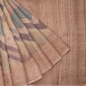 Pastel Brown Tussar Saree With Printed Zig-Zag Pattern
