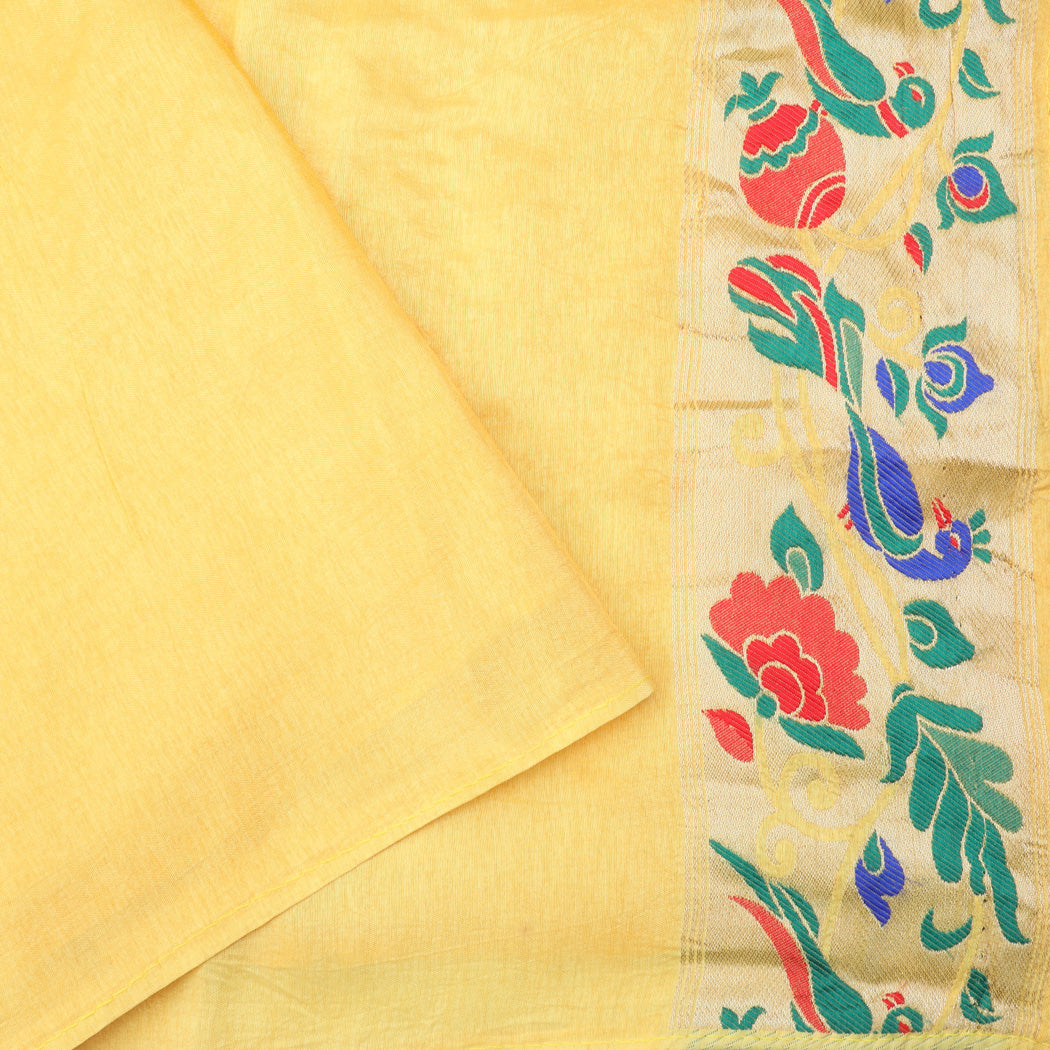Sunshine Yellow Silk Saree With Embroidery