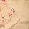 Cream Beige Silk Saree With Floral Embroidery - Singhania's