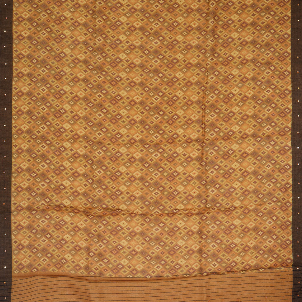 Brown Matka Saree With Checks Printed Pattern