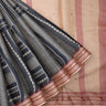 Indigo Blue Tussar Printed Saree Stripes Pattern