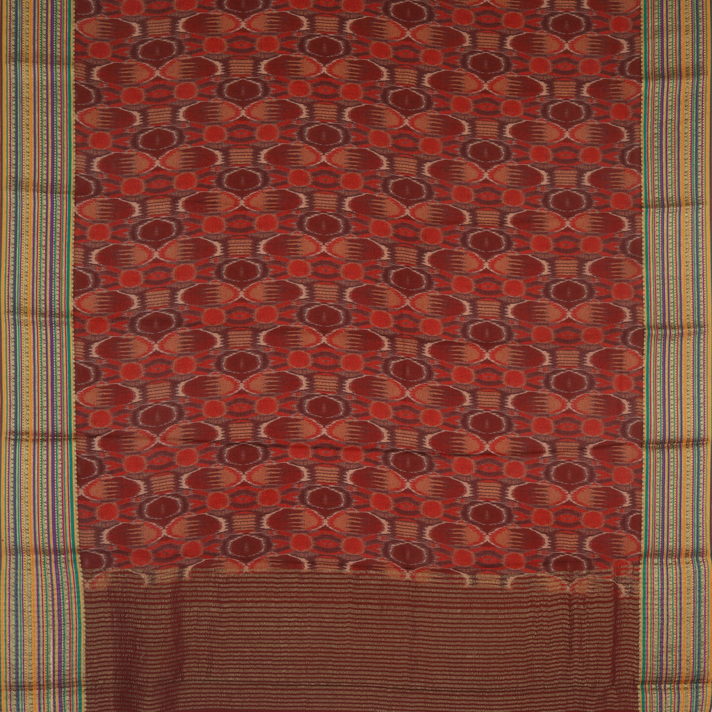 Maroon Color Silk Saree With Printed Geometrical Pattern