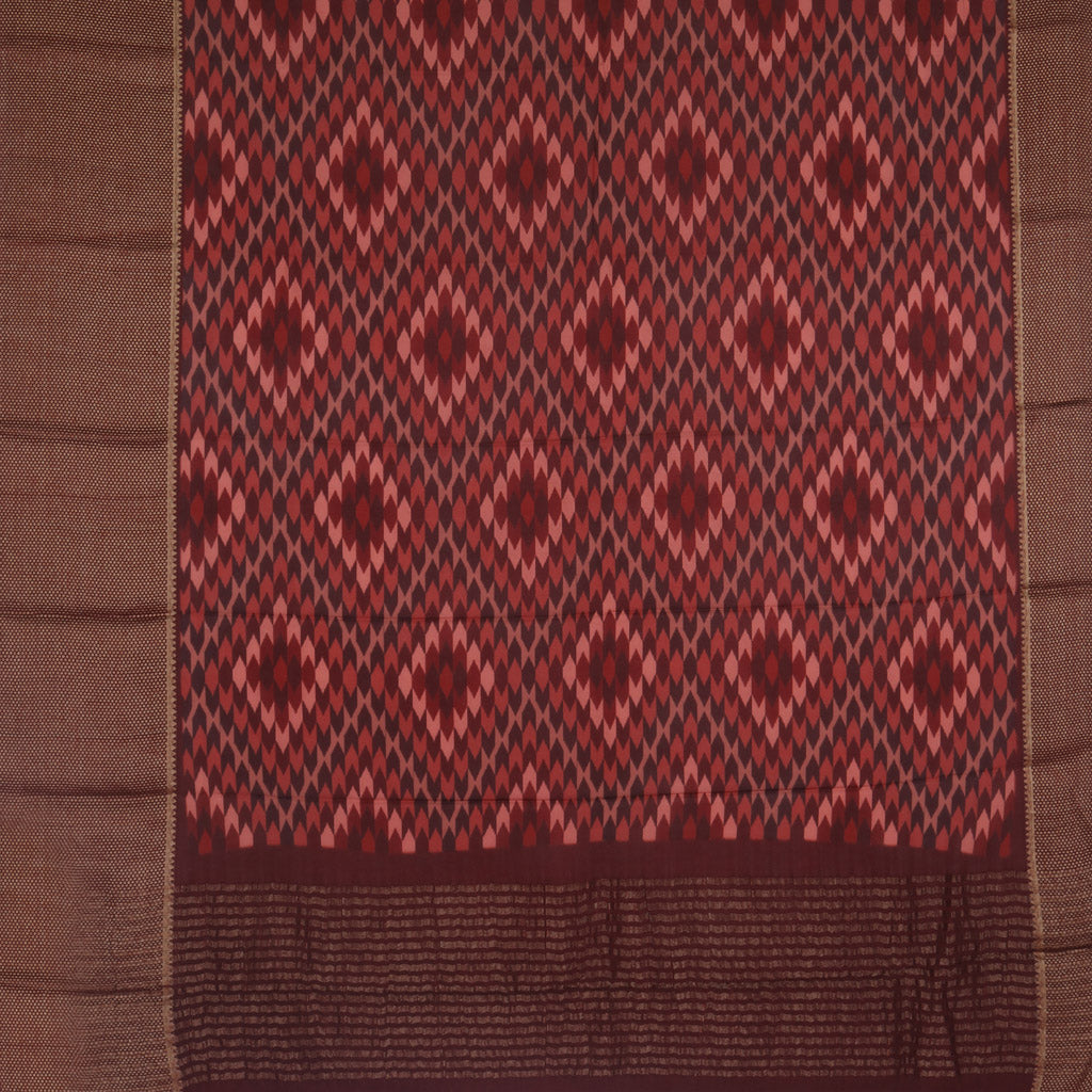 Deep Maroon Silk Saree With Interesting Printed Motifs