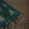 Deep Green Silk Saree With Printed Floral Motifs
