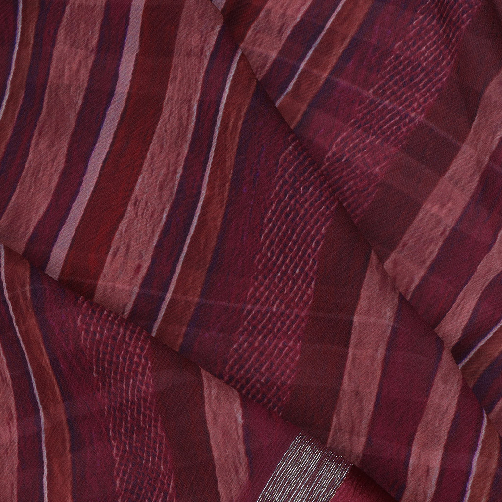 Maroon Color Chiffon Saree With Printed Geometrical Pattern