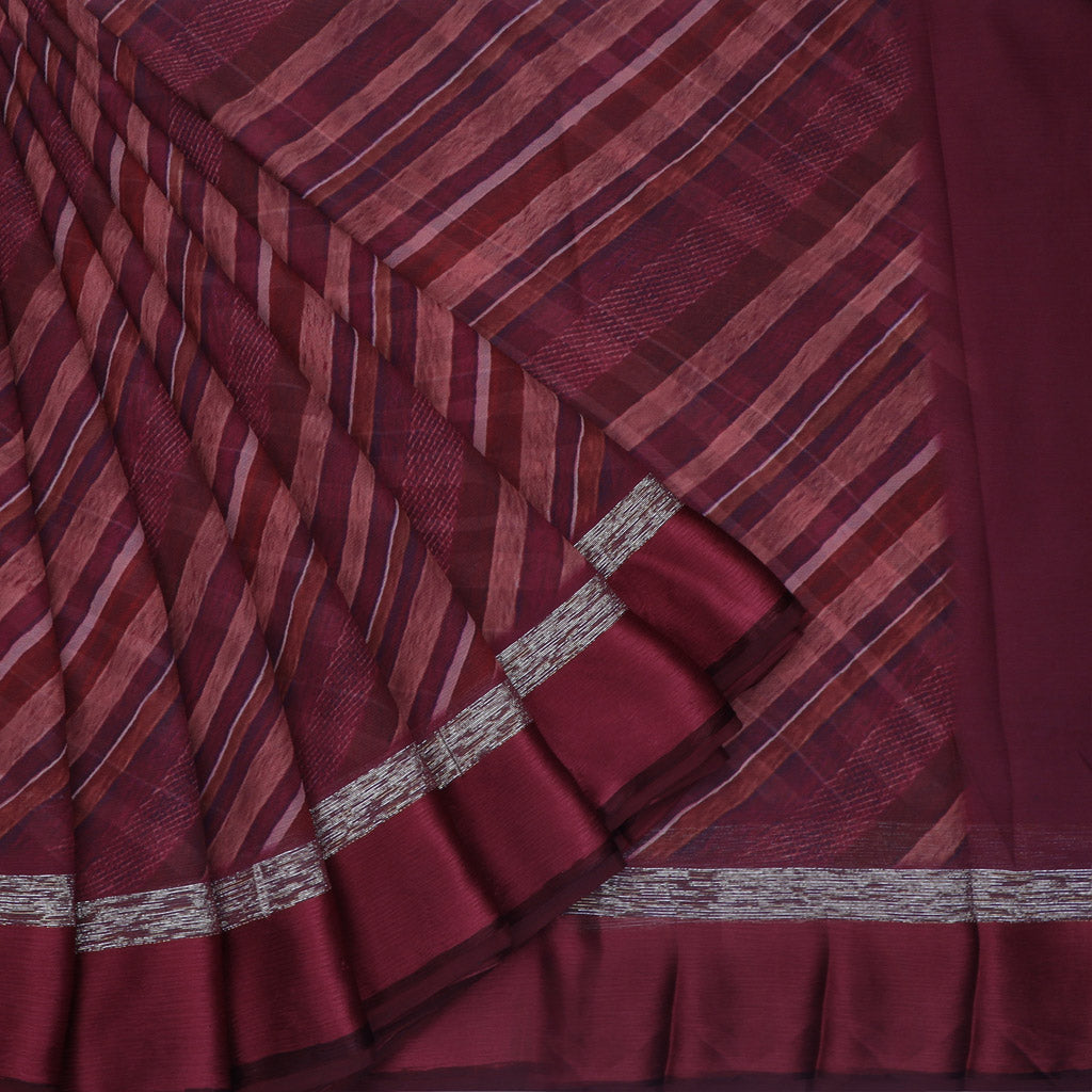 Maroon Color Chiffon Saree With Printed Geometrical Pattern