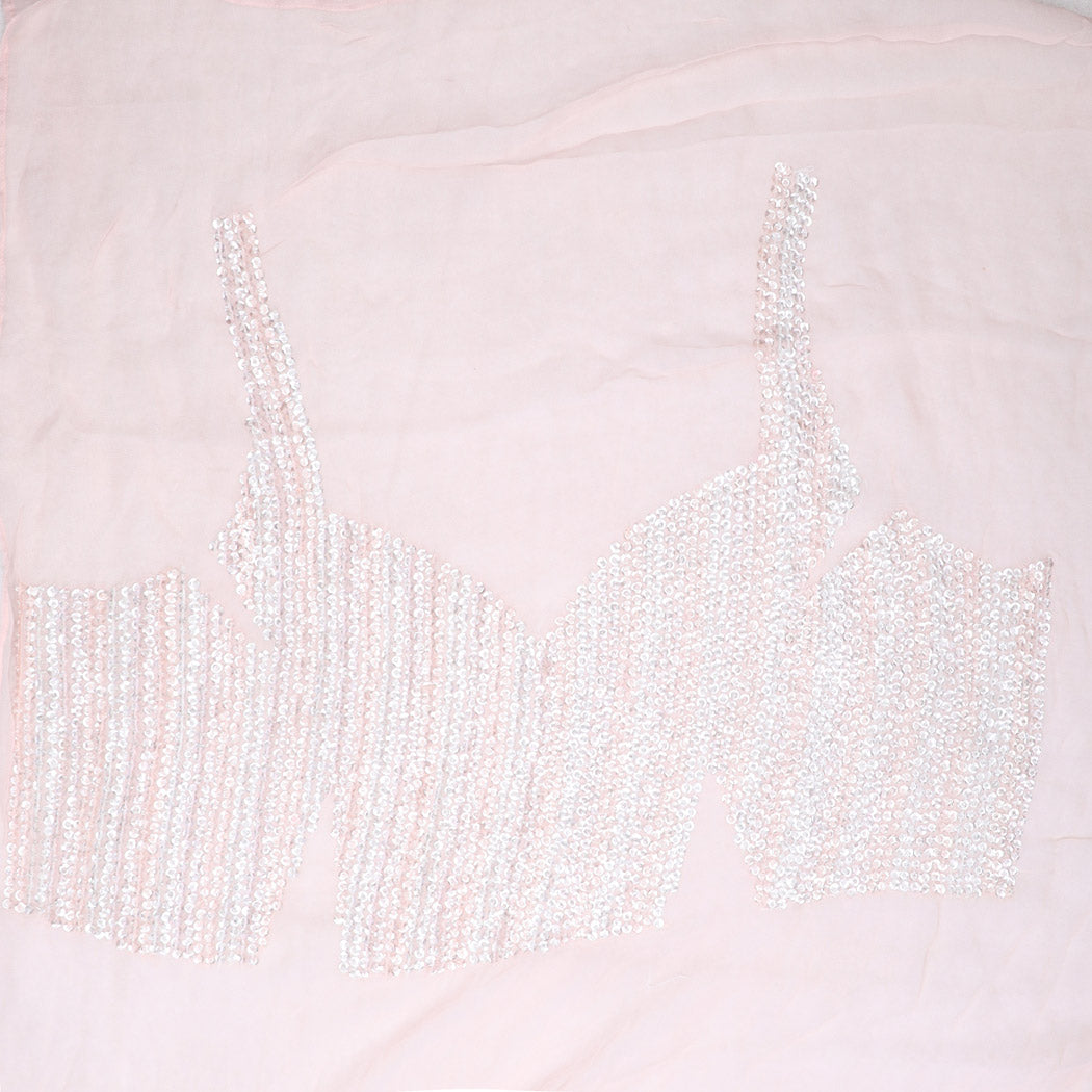 Pale Pink Georgette Saree With Sequin Embroidery