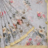 Cloud Grey Color Organza Saree With Printed Embroidered Floral Pattern