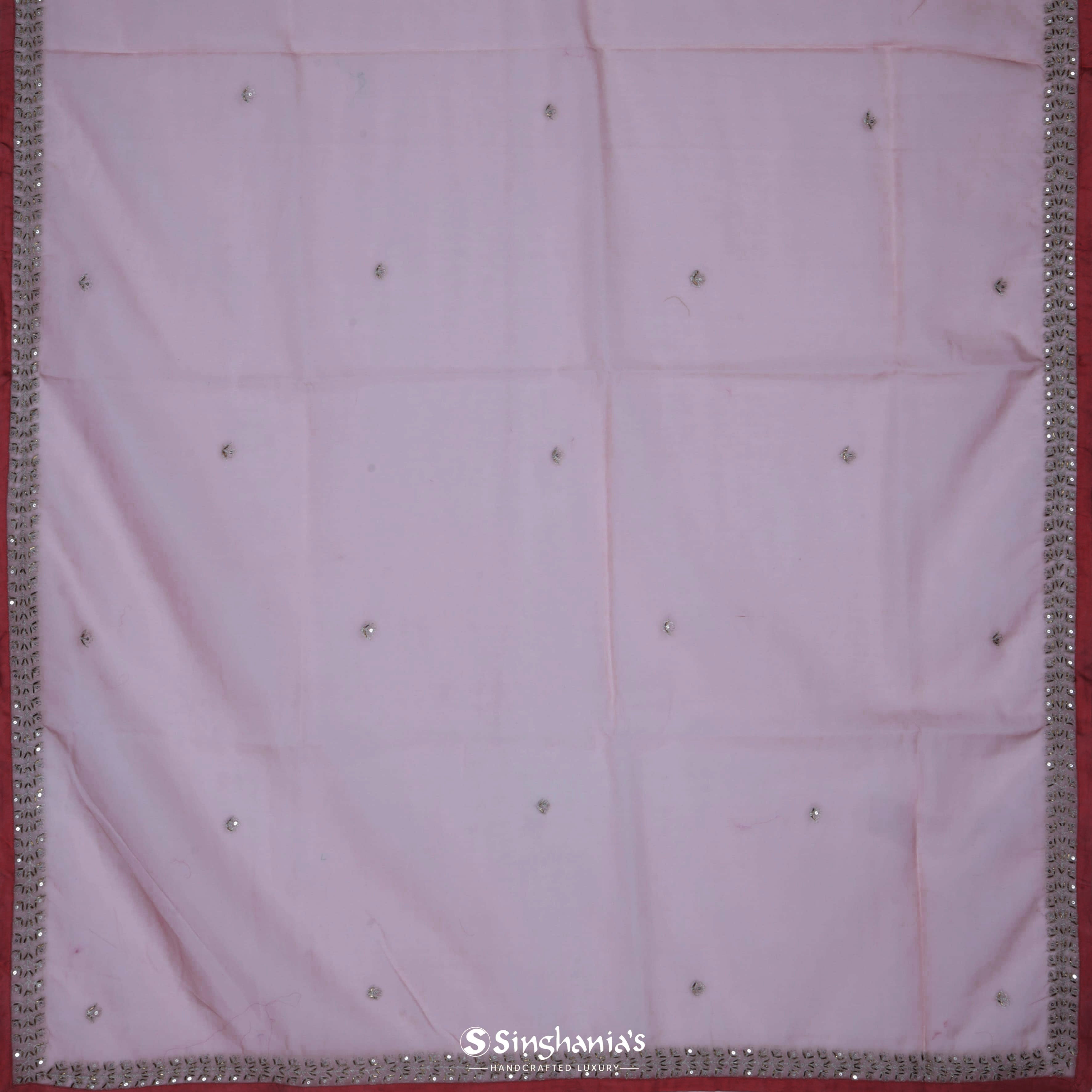 Dusty Pink Organza Embroidery Saree Tiny Floral Buttis
